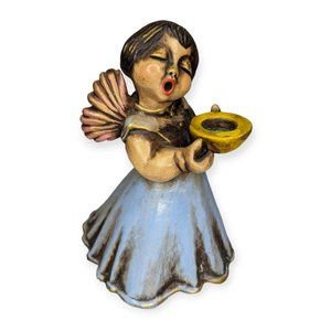Vintage Ceramic Bozner Engle Thun Singing Angel Blue Candleholder #2
